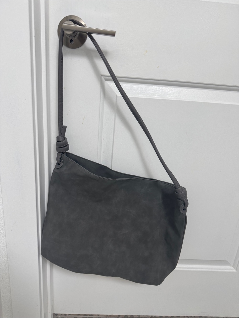 Minimalist Knot-Trim Shoulder Bag in Gray - Women